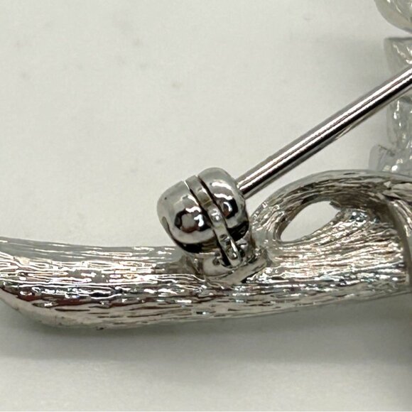 Nolan Miller Rose Brooch, 2002 Anniversary Silver-tone Pave Crystal Rhinestones. - Picture 14 of 16